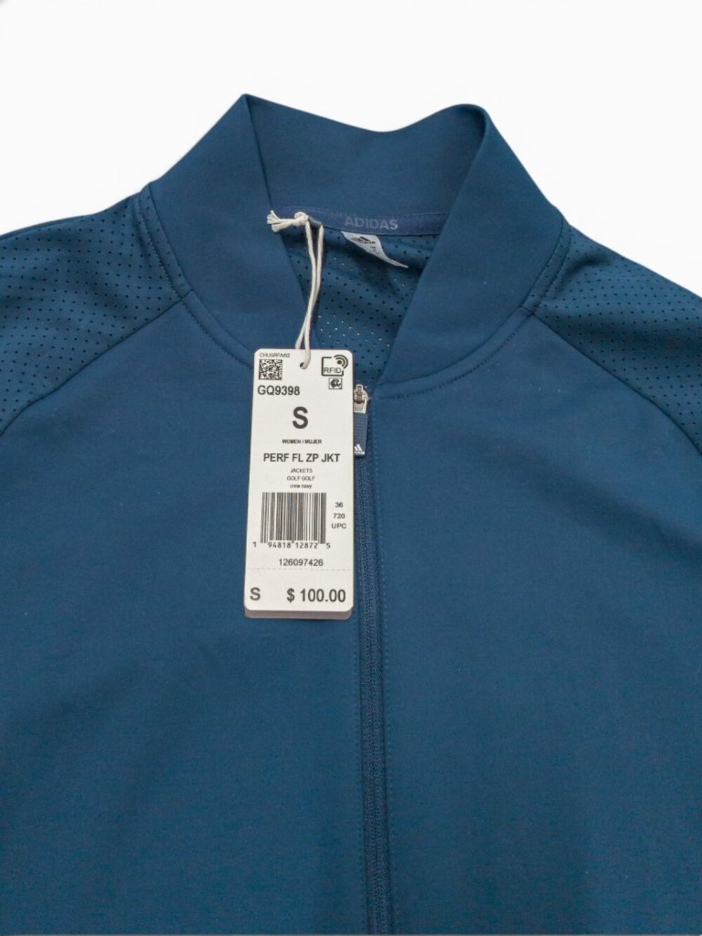 Adidas Crew-Navy Perforated Full-Zip Golf Jacket | NWT Women’s S - Picture 3 of 16